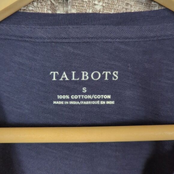 Talbots Tutti Frutti Navy Embroidered Beaded Fruit Print T-Shirt Women's Small - Picture 5 of 8